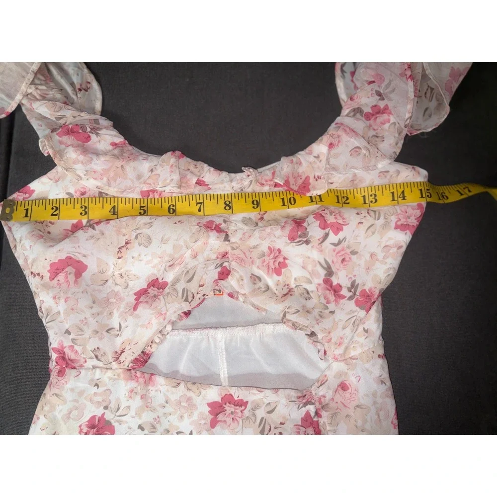 Mika and Gala Floral Cutout Mini Dress Romantic Cottagecore Date Night Size 8 - Picture 6 of 7